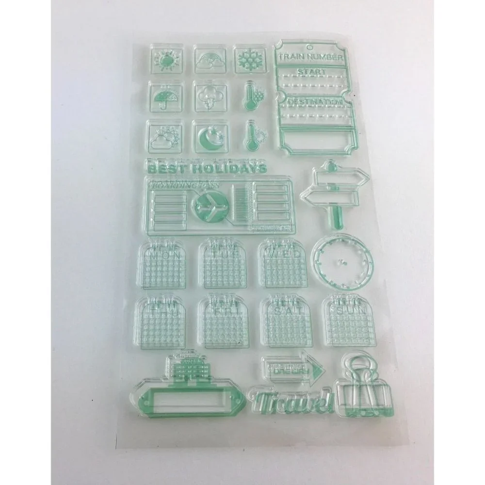 Daily Travel Planner Stamp Kit 25 Pcs Calendar Weather Activity Tracker mq
